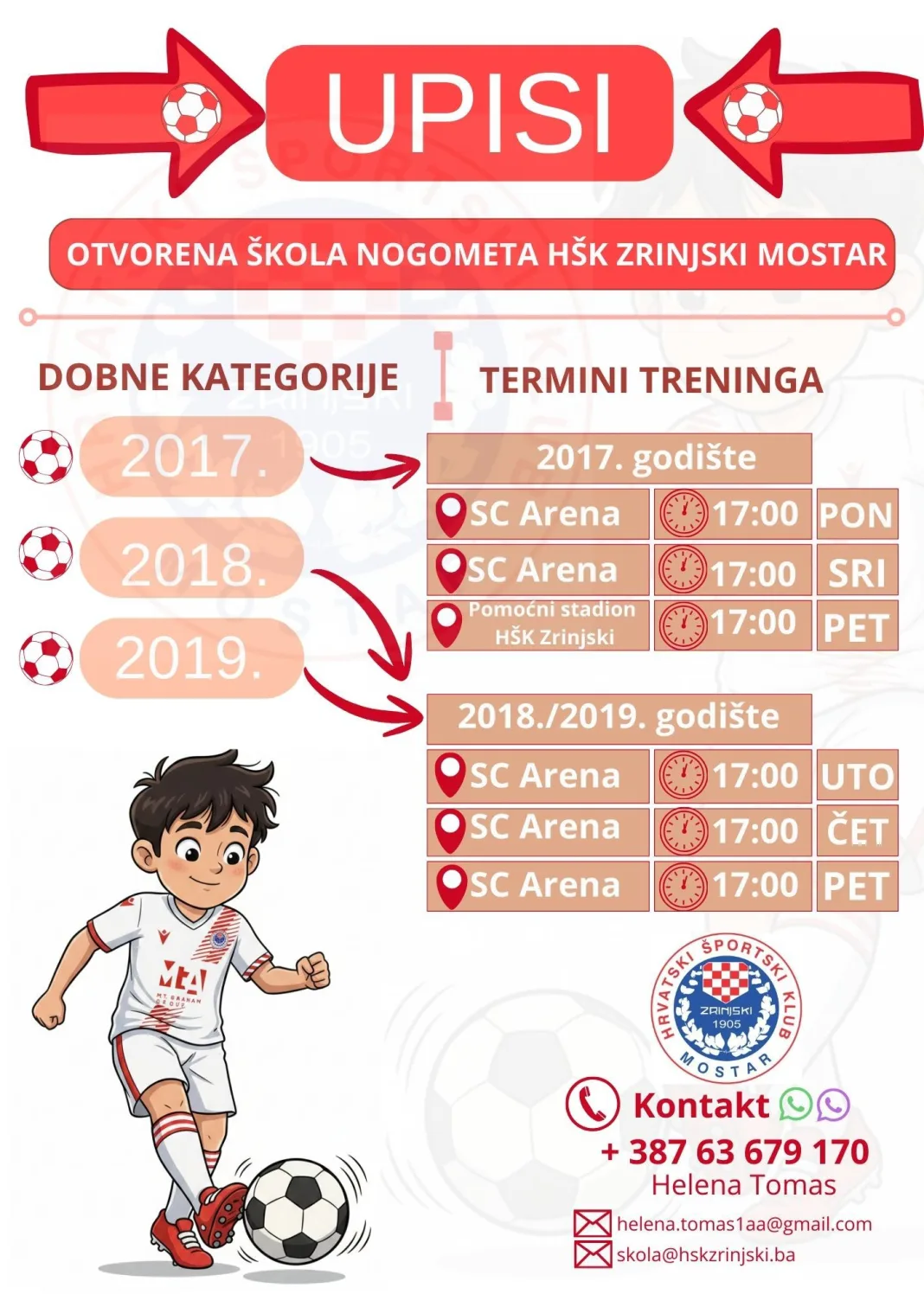 Upisi u Otvorenu školu nogometa HŠK „Zrinjski“ Mostar: Postani dio obitelji najtrofejnijeg kluba u Bosni i Hercegovini