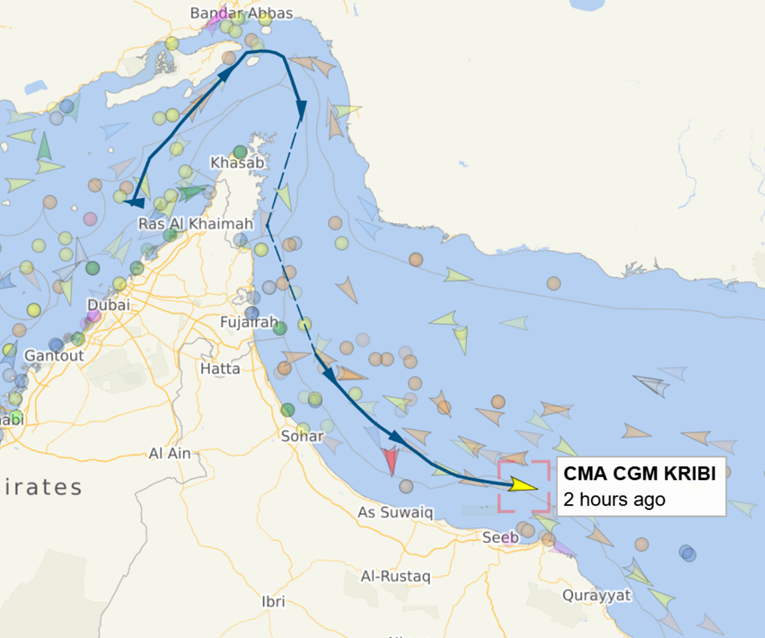 Kontejnerski brod pod francuskim vlasništvom prošao je kroz Hormuški tjesnac
