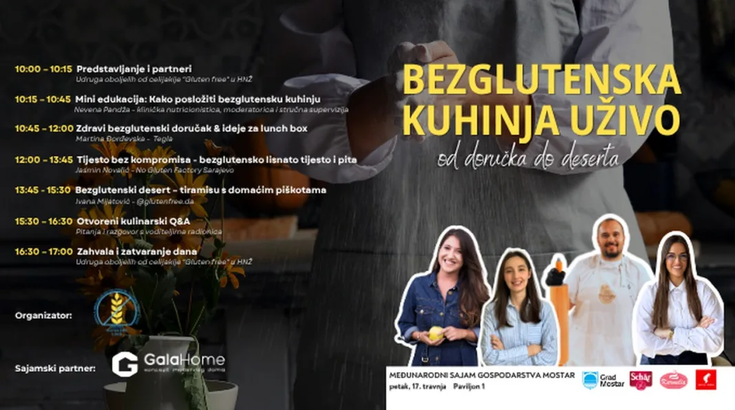 Prvi stručni bezglutenski kulinarski show uživo u Bosni i Hercegovini na Mostarskom sajmu gospodarstva, 17. travnja 2026.