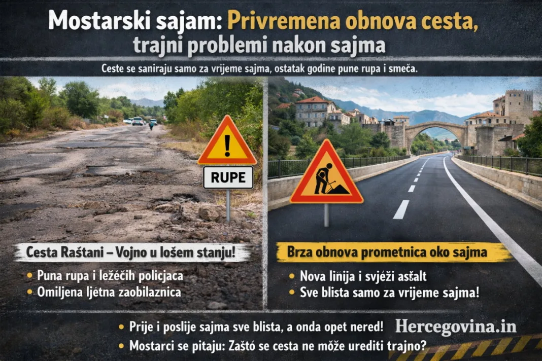 Mostarski sajam svake godine ‘zakrpi’ ceste: Čim se reflektori ugase, rupe se vraćaju