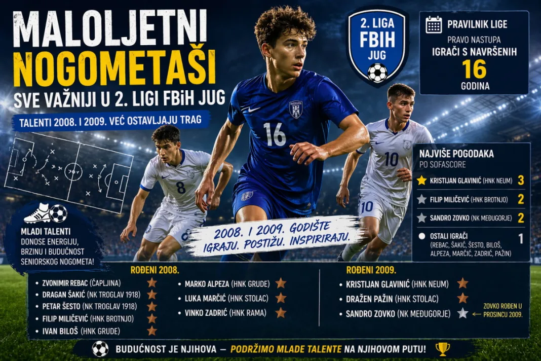 Maloljetni nogometaši sve važniji u 2. ligi FBiH Jug: talenti 2008. i 2009. već ostavljaju trag