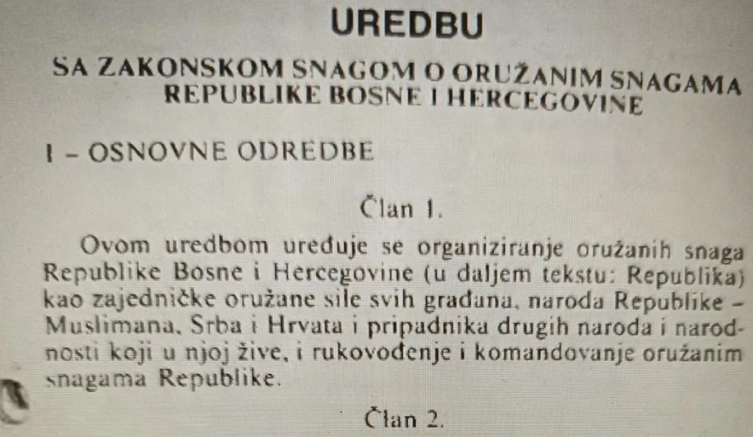 Zašto odluka o osnivanju Armije BiH nije objavljena ni u jednom Službenom listu RBiH iz 1992.?