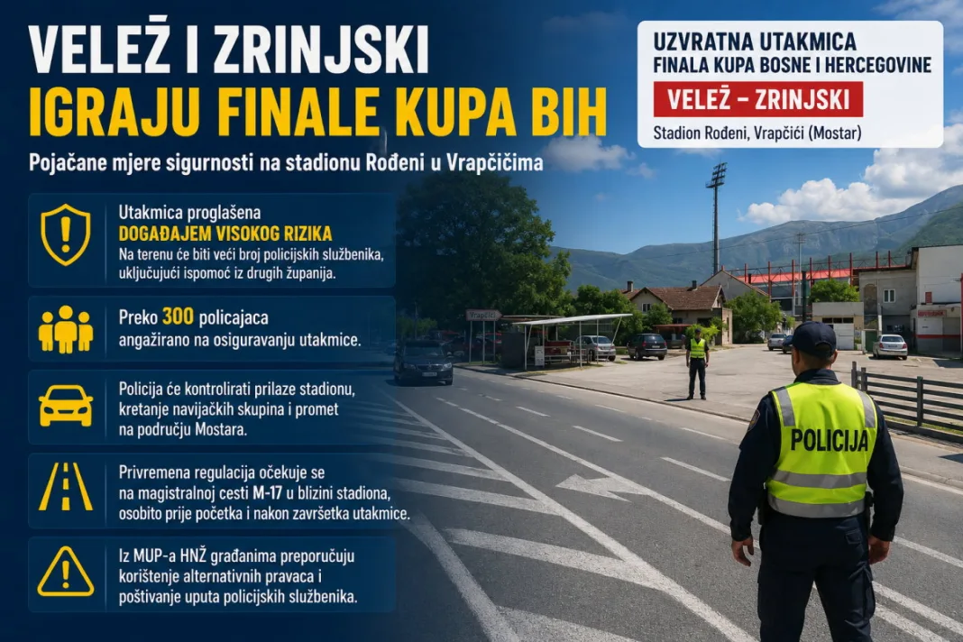 Velež i Zrinjski večeras igraju finale Kupa BiH: Privremena regulacija prometa na M-17