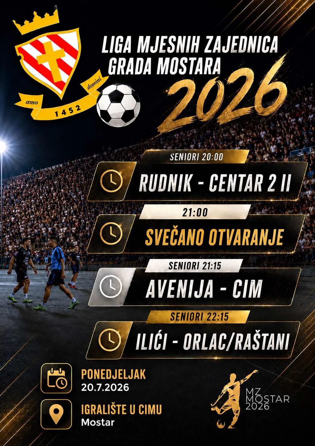 Mostar: Liga mjesnih zajednica večeras kreće iz Cima