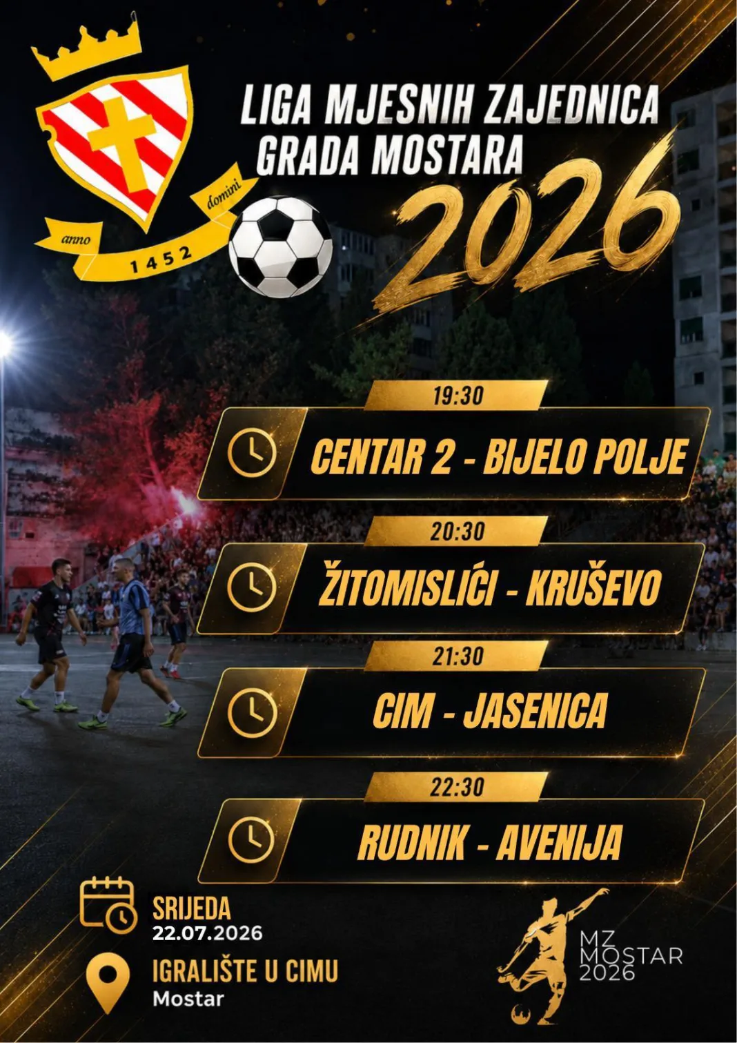 Večeras se nastavlja Liga mjesnih zajednica Grada Mostara