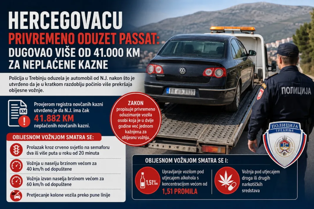 Hercegovcu privremeno oduzet Passat: Dugovao više od 41.000 KM za neplaćene kazne