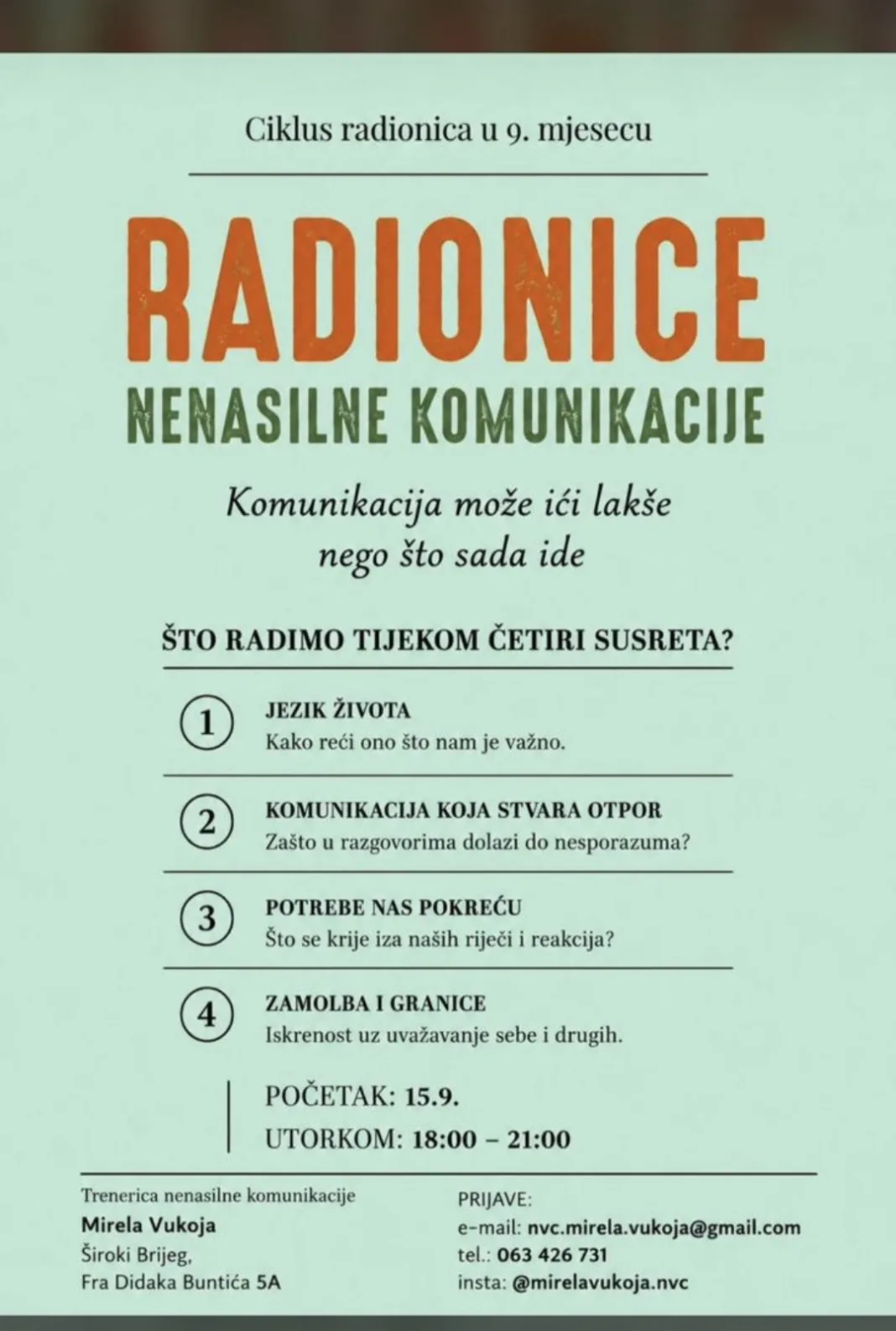 Radionice Nenasilne komunikacije u Širokom Brijegu