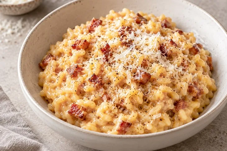 Rižoto carbonara s hrskavim guancialeom
